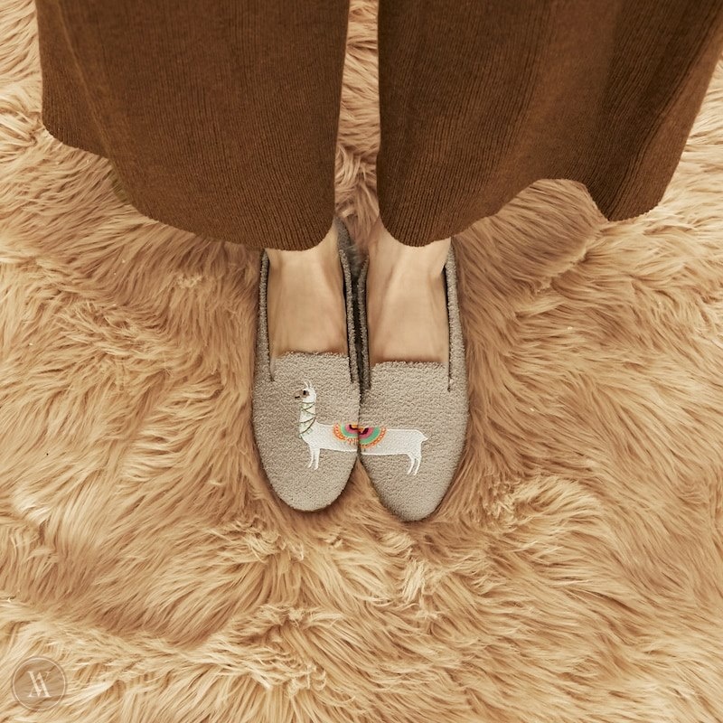 Latte - Llama VIVAIA Audrey Women's Round-Toe Terry Knit Loafers | NMQ-6376