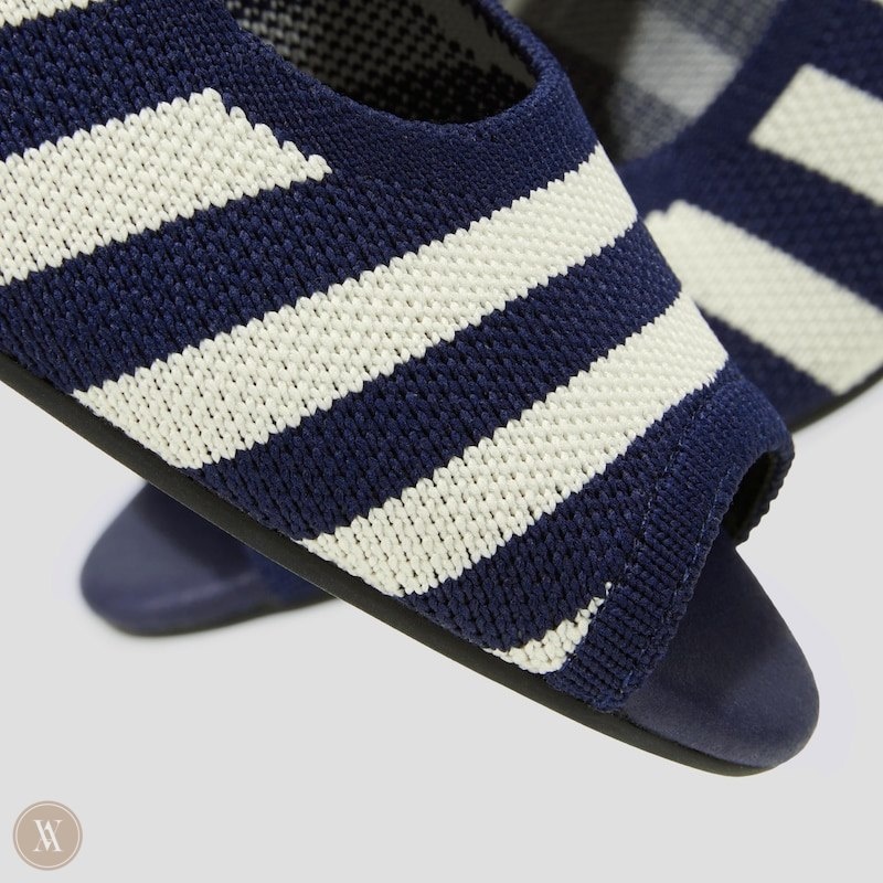 Navy Stripes VIVAIA Tamia Peep Toe Women's Peep Toe Wedge | MXJ-1824