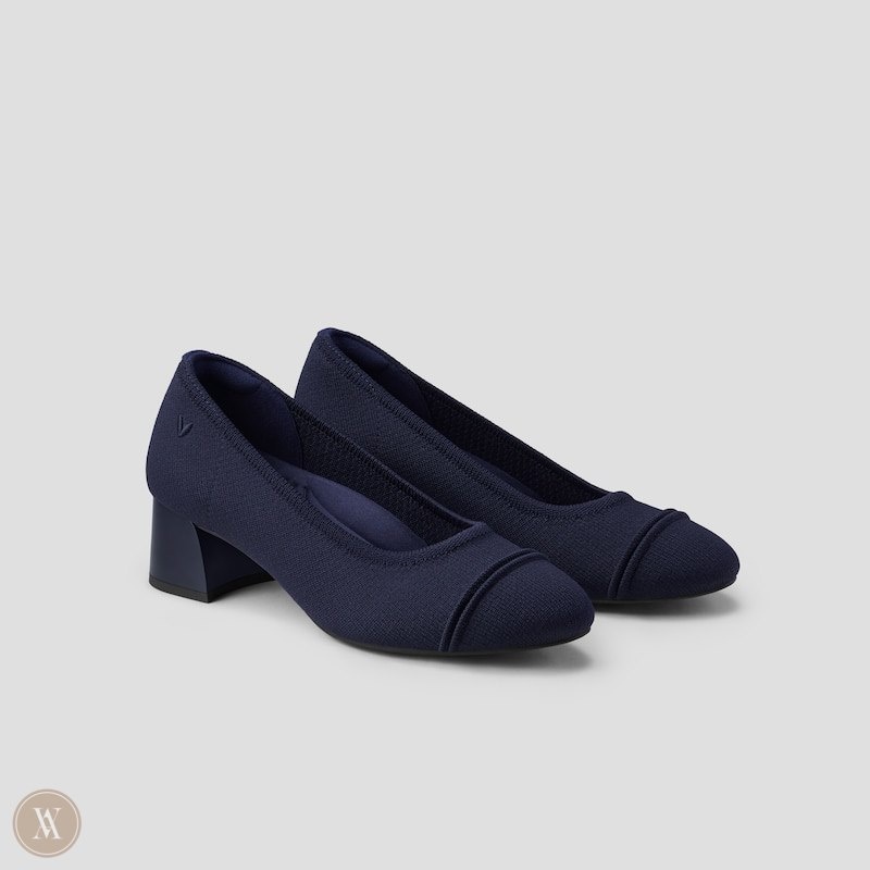 Navy VIVAIA Julie Pro Women\'s Round-Toe Chunky Heels | GSA-2198