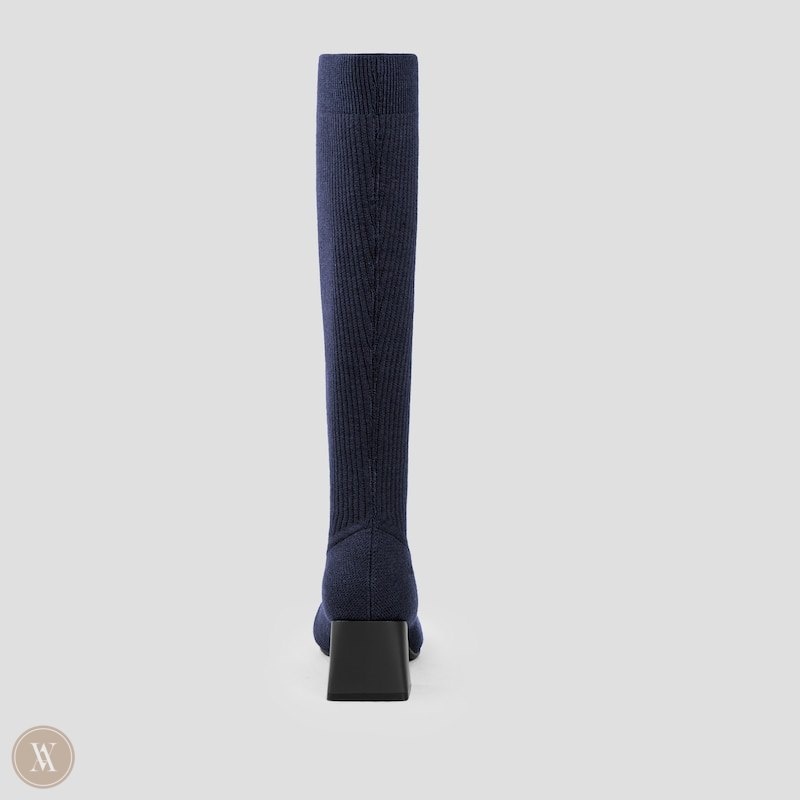 Navy VIVAIA Rebecca Women's Square-Toe Block Heel Knee-High Boots | YHI-3343