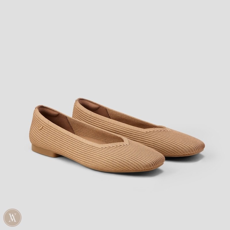 Nutmeg VIVAIA Margot 2.0 Women\'s Square-Toe V-Cut Flats | YYN-8011