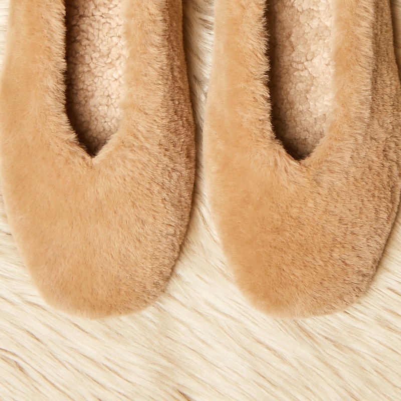 Nutmeg VIVAIA Margot Women's Square-Toe Recycled Mink Faux Fur Flats | PVT-6913