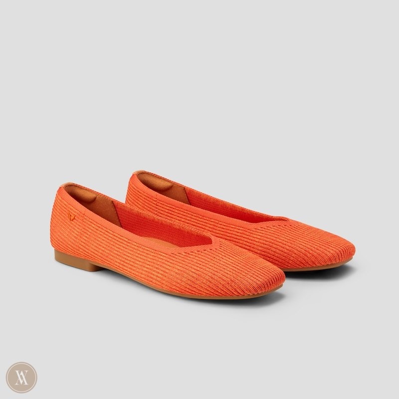 Orange VIVAIA Margot 2.0 Women\'s Square-Toe V-Cut Flats | TXP-2479