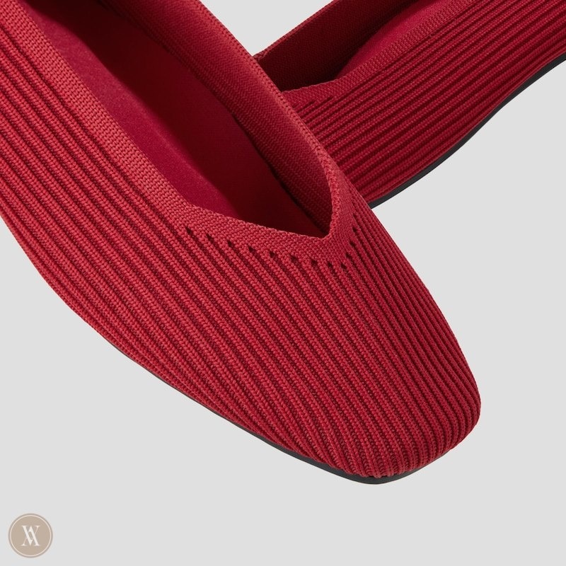 Red VIVAIA Margot 2.0 Women's Square-Toe V-Cut Flats | TFY-0675