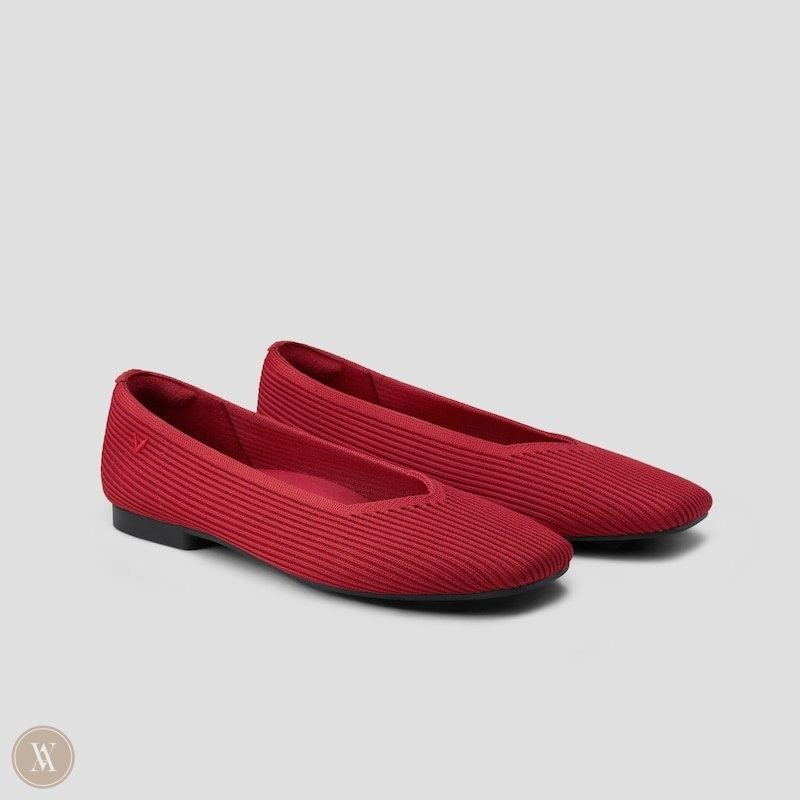 Red VIVAIA Margot 2.0 Women\'s Square-Toe V-Cut Flats | TFY-0675