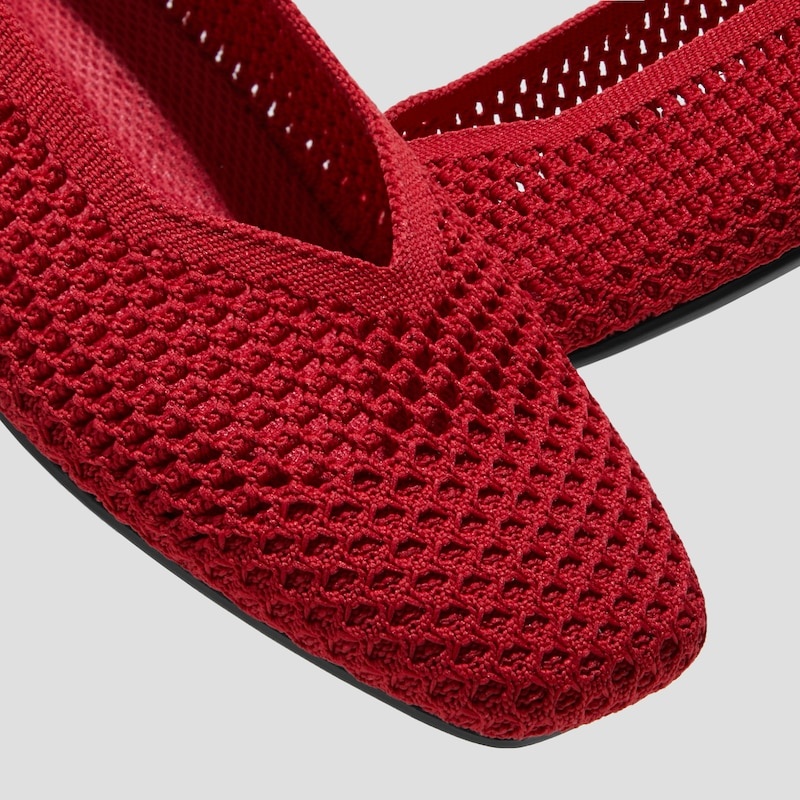 Red VIVAIA Margot 2.0 Women's Square-Toe V-Cut Mesh Flats | JRM-4344