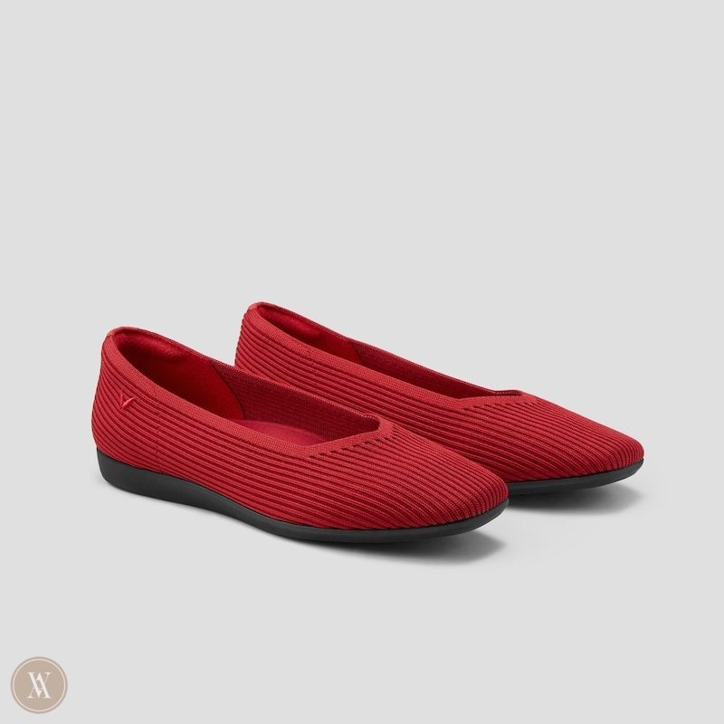 Red VIVAIA Margot CloudWalker Women\'s Lightweight Square-Toe V-Cut Flats | QIB-5173