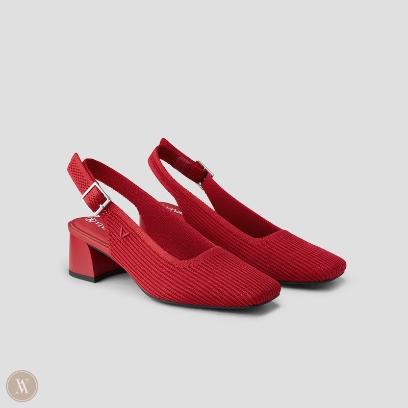 Red VIVAIA Melody Slingback Women\'s Square Toe Block Heel | NEL-2888