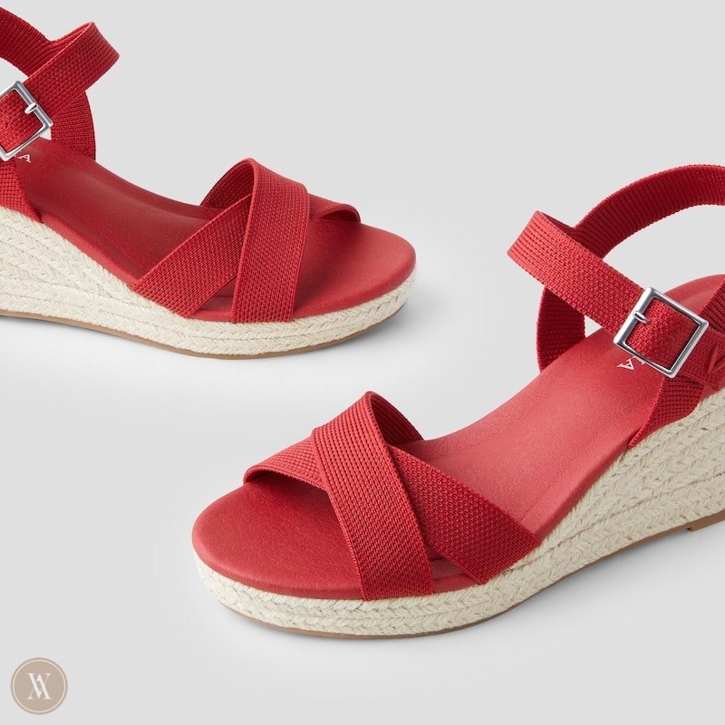 Red VIVAIA Sally Women's Round-Toe Wedge Sandals | WEM-6091