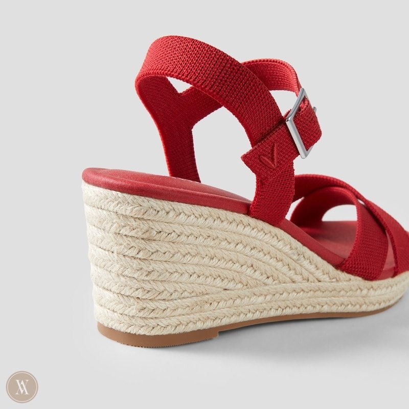 Red VIVAIA Sally Women's Round-Toe Wedge Sandals | WEM-6091