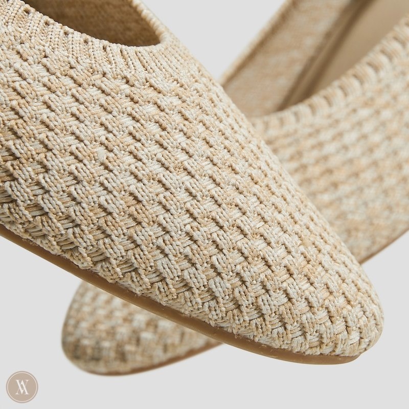 Sand Woven VIVAIA Tamia 2.0 Women's Almond-Toe Ballet Flats | EJX-3125