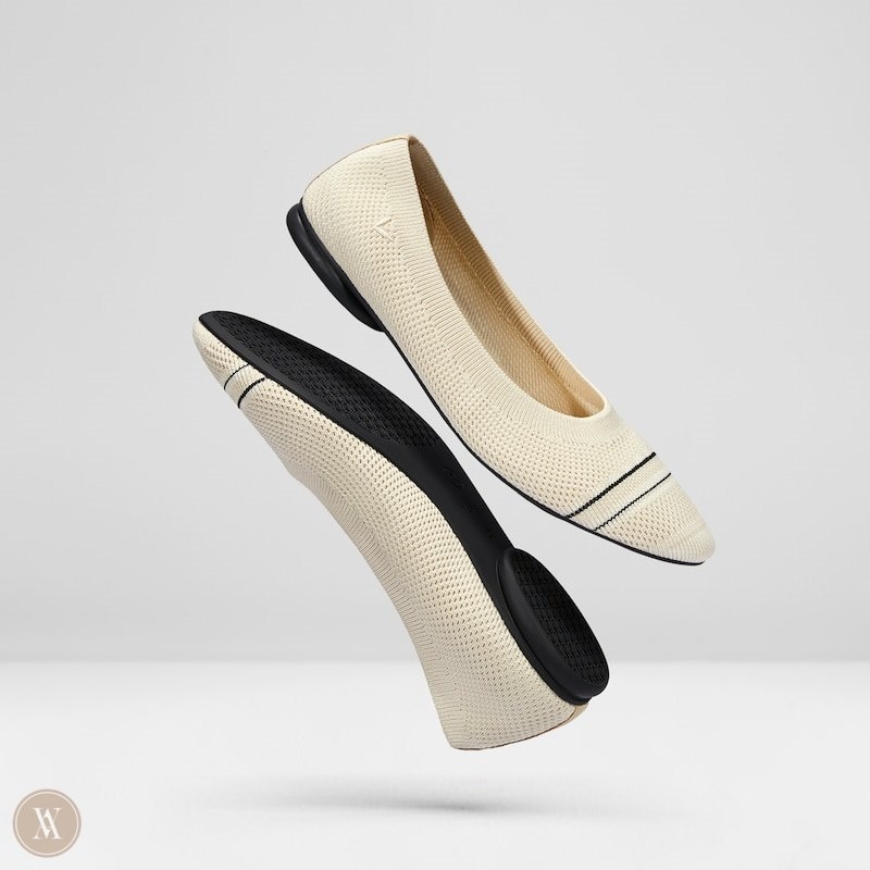 Stripes Cream VIVAIA Aditi Women's Round-Toe Foldable Flats | FRP-1834