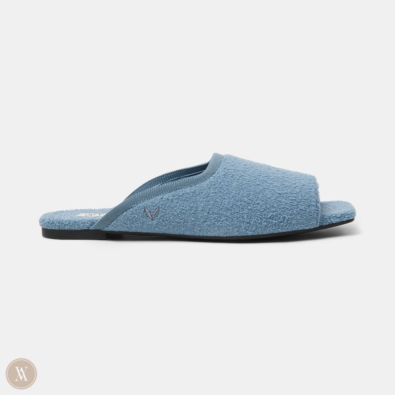 Turquoise Blue VIVAIA Helen Women's Square-Toe Fluffy Slides | XPE-1780