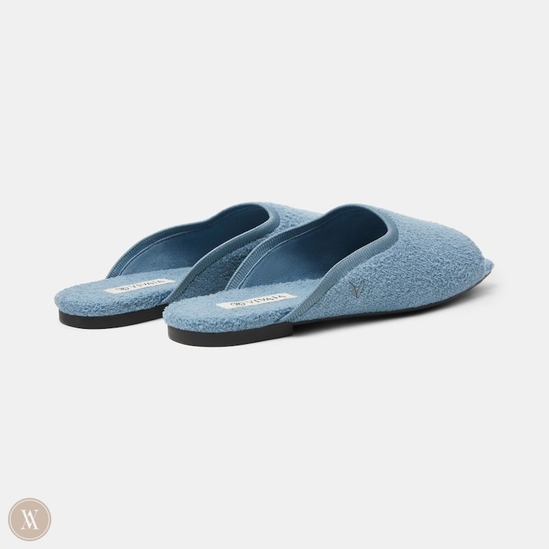 Turquoise Blue VIVAIA Helen Women's Square-Toe Fluffy Slides | XPE-1780