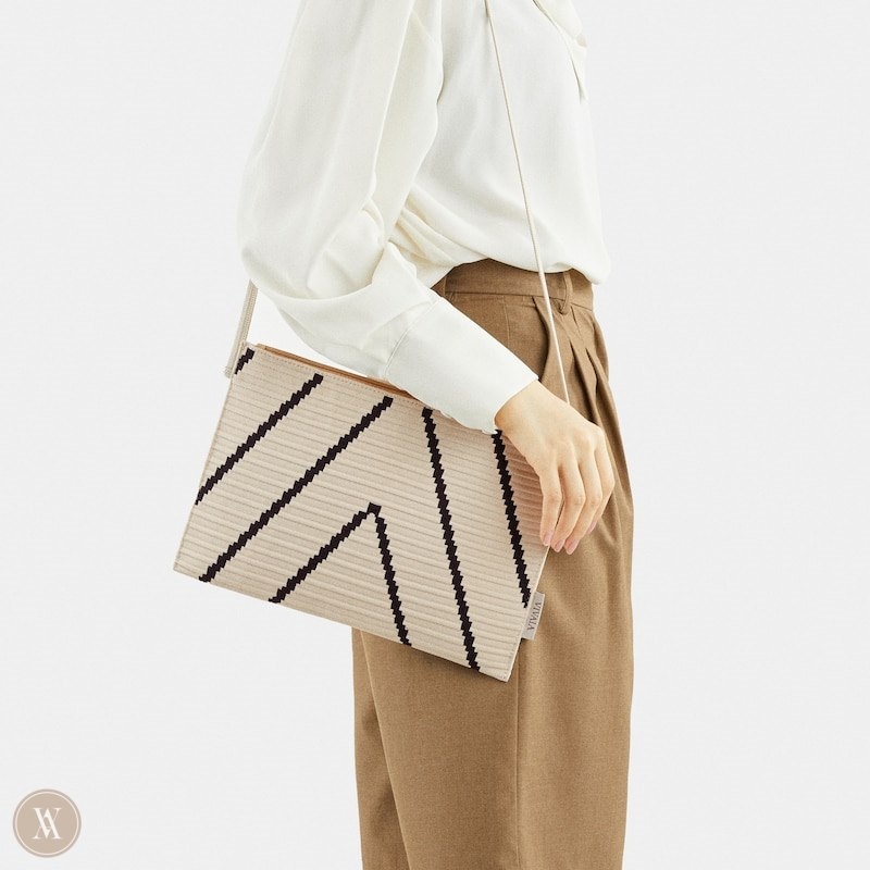 White VIVAIA Lucy - Ivory Chevron Women's Bags | MWR-0096